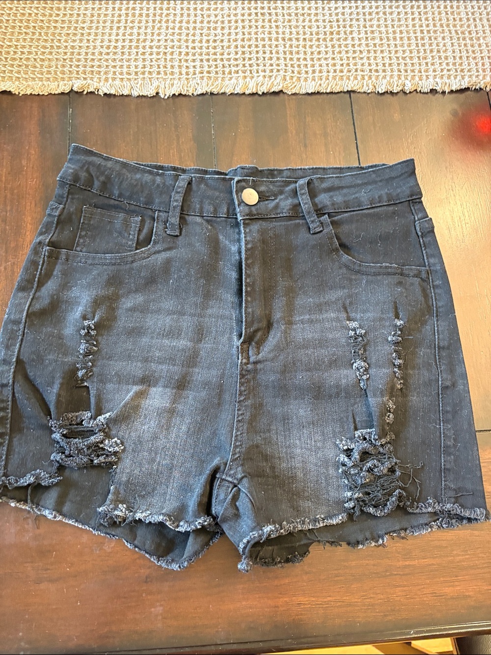 Women’s Distressed Black Denim Shorts